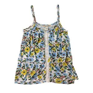 Love Change Flora Crochet Ruffle Tank Top Size L